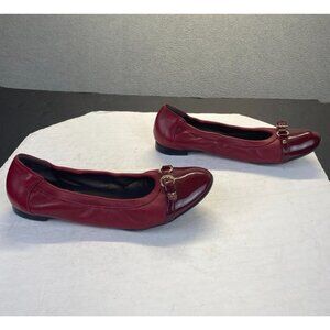AGL Attilio Giusti Leombruni Red Leather Patent Ballet Flat Shoes US 8.5 EU38.5